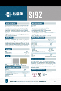 Rugged Coatings SI92 Technical Data Sheet (TDS)