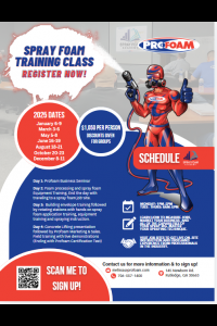 Profoam 3 1/2 Day Spray Foam Training Class Flyer