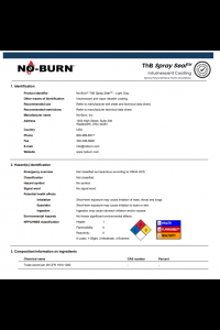 No-Burn ThB Spray Seal Safety Data Sheet (SDS)