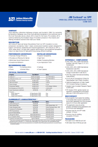 JM Corbond Open Cell Spray Polyurethane Foam Technical Data Sheet (TDS)