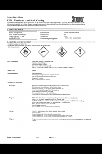 Stoner Urethane E238 Anti Stick Coating Safety Data Sheet (SDS)