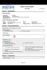 NCFI B-11-033 Optimaxx Safety Data Sheet (SDS)