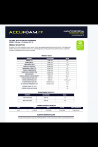 Accufoam Closed Cell Foam Technical Data Sheet (TDS)