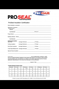 ProSeal Insulation Certification