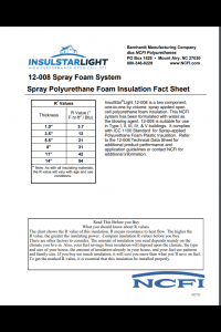 NCFI InsulStarLight 12-008 Fact Sheet