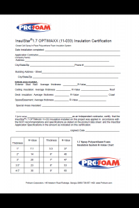 InsulStar 1.7 Optimaxx (11-033) Insulation Certificate