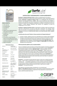 Surf a Lube Storage Fluid Technical Data Sheet (TDS)-Spanish Version