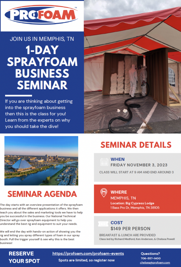 One Day Spray Foam Business Seminar -Memphis, TN