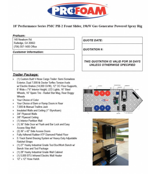 18’ Performance Series PMC PH-2 Front Slider 19kw Gas Generator Powered Spray Rig
