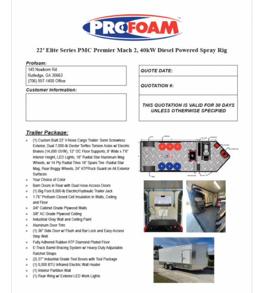 22' Elite Series PMC Premier Mach 2 40 kw Diesel Powered Spray Rig