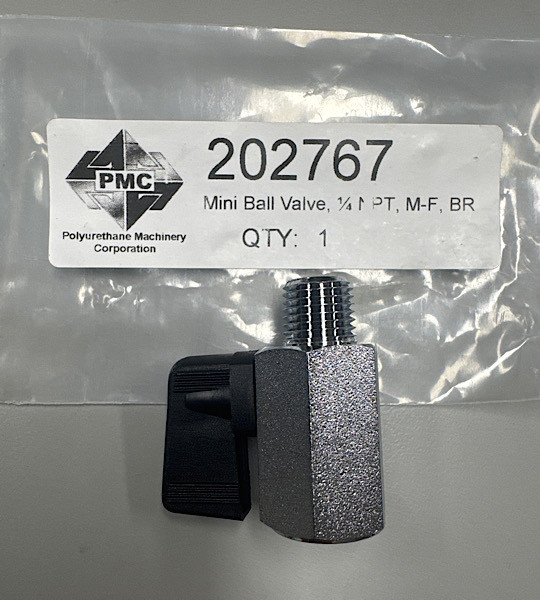 PMC Mini Ball Valve, 1/4 NPT, M-F, BR