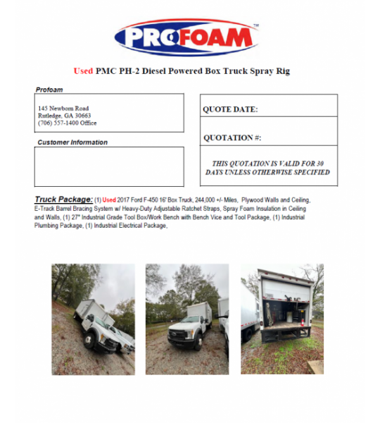 Used PMC PH-2 Diesel Powered Box Truck Spray Rig