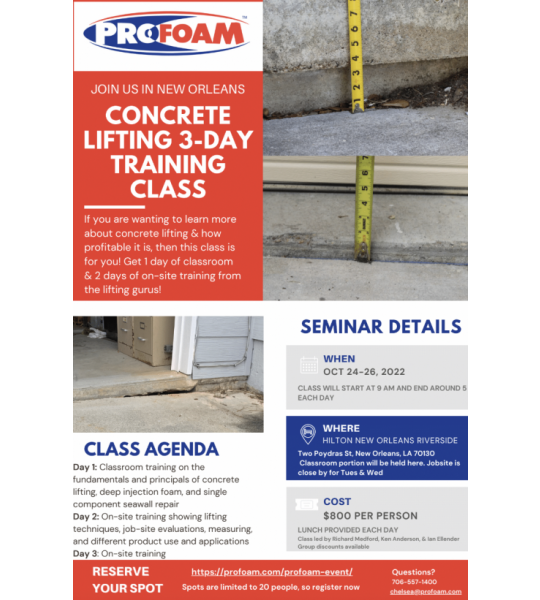 Profoam 3 Day Concrete Lifting Training Class - New Orleans, LA