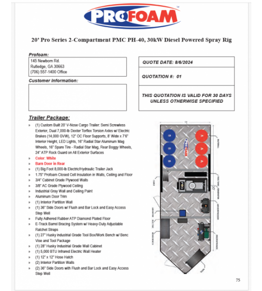 New 20' Pro Series 2-Compartment PMC PH-40, 30kw Diesel Powered Spray Rig