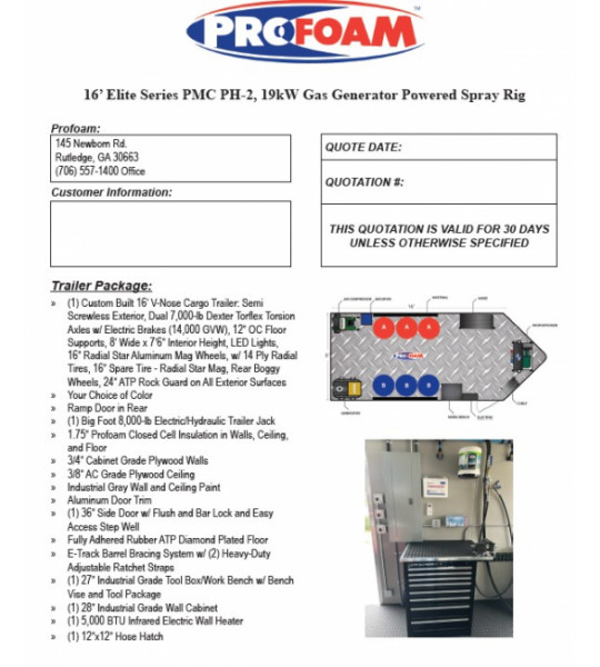 16' Elite Series PMC PH-2 19kw Gas Generator Powered Spray Rig