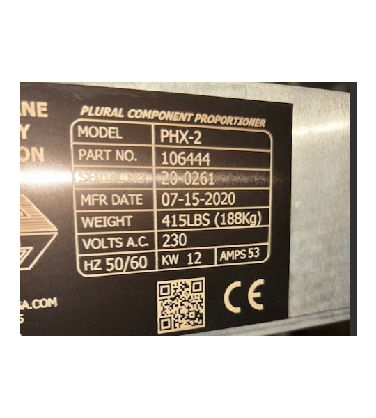 Used/Demo PMC PHX-2, 3 Phase, 230V Proportioner SN: 20-0261