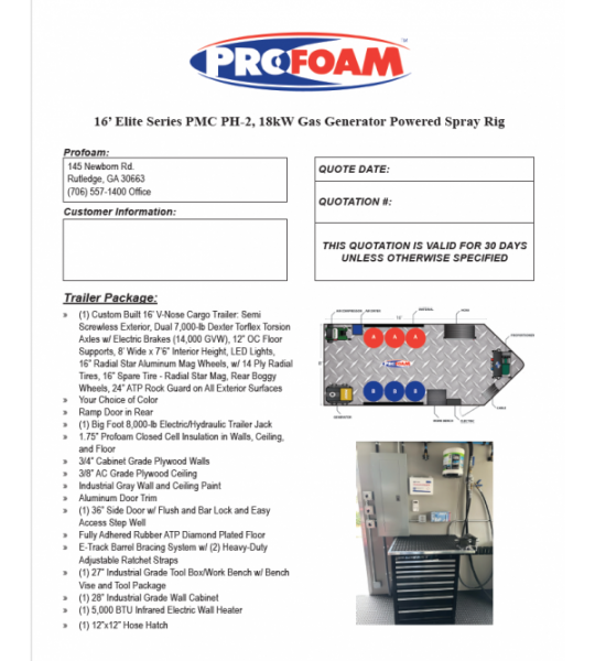 16' Elite Series PMC PH-2 18kw Gas Generator Powered Spray Rig