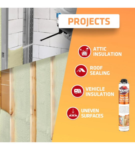 Kraken Bond FastCoat Spray Foam Insulation-12 per Case